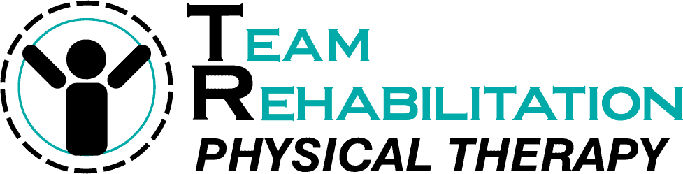 Therapist providing physical therapy consultation with logo and injury icon.