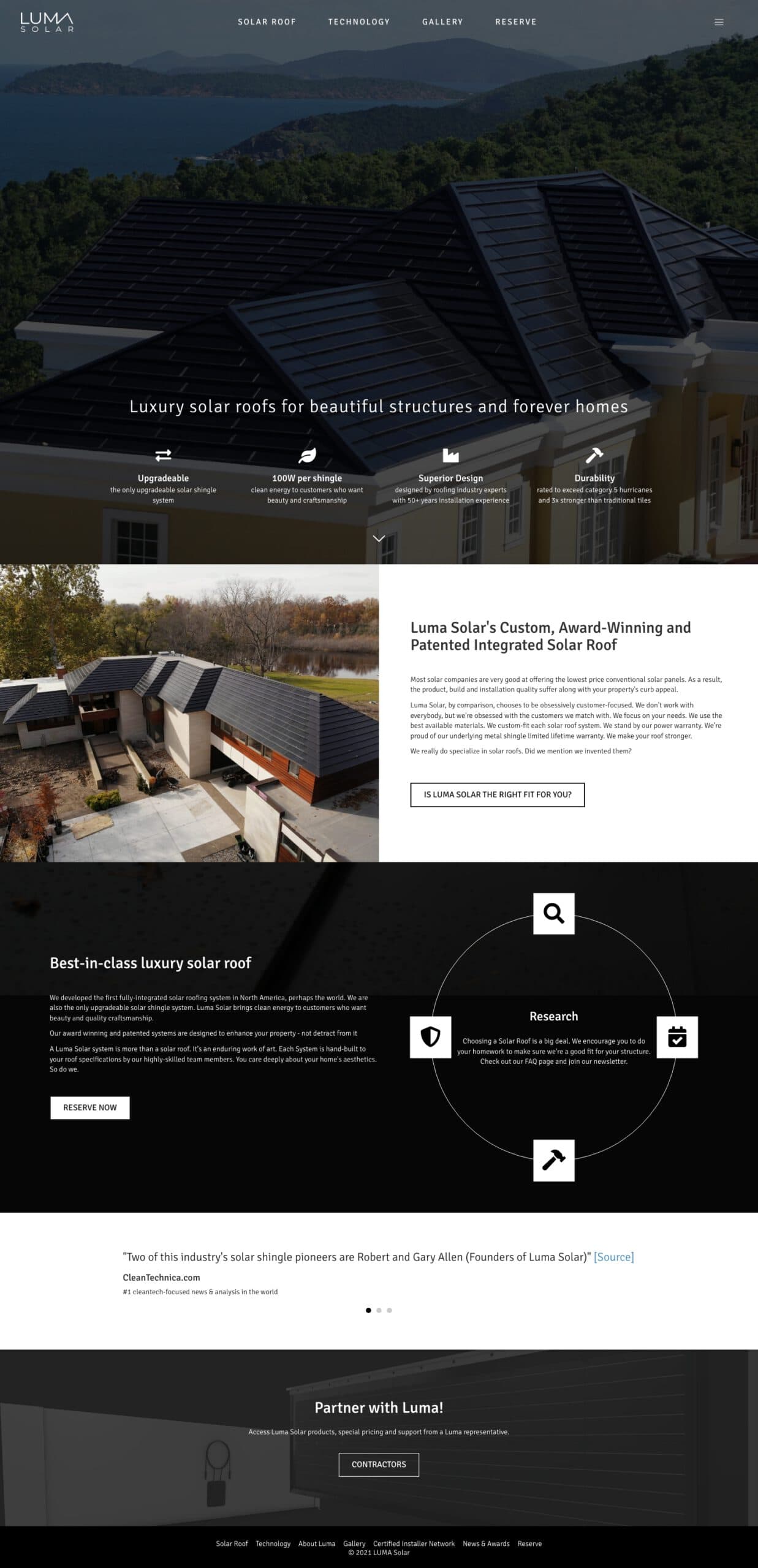 Luma Solar's custom, award-winning integrated solar roof with durable, high-efficiency solar shingles and innovative design.