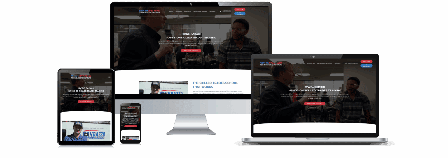 HVAC skilled trades training programs on responsive websites, laptops, and mobile devices.