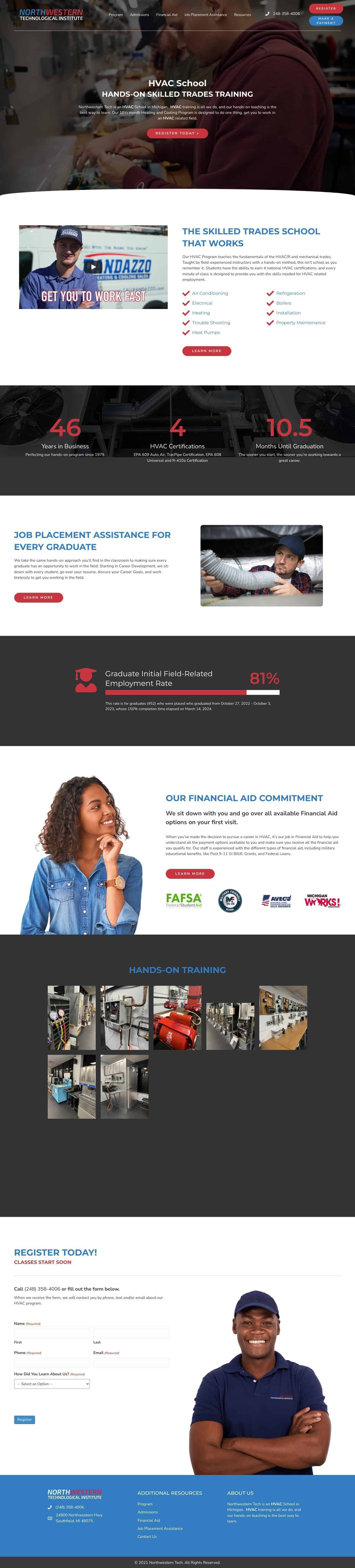 HVAC trades training program for skilled trades education and job placement assistance.