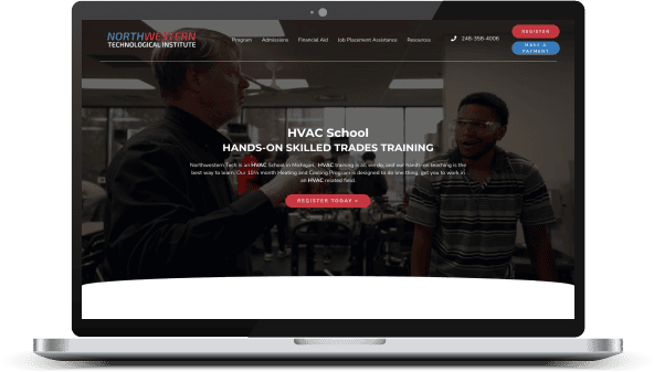 HVAC hands-on training at Northwest Tech Institute, focusing on skills for heating, ventilation, and air conditioning careers.