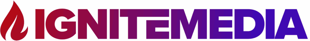 Ignite media group logo with vibrant purple and red colors, representing digital marketing and media solutions.