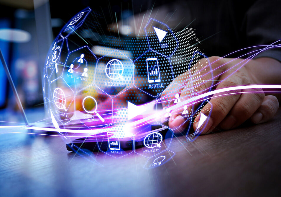 Enhanced digital marketing and branding strategies with futuristic technology visuals for Ignite Media Group.