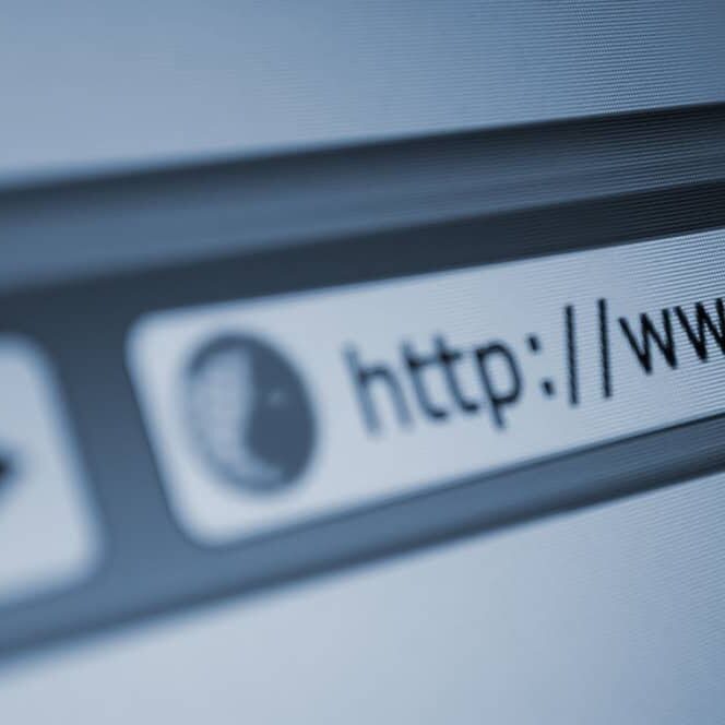 Secure website URL on a computer browser for digital marketing.